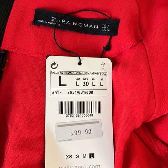 NWT Zara Red Crepe Puff Pleated Sleeve Sheath Mini Dress - L - Picture 12 of 14